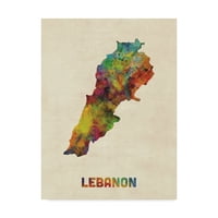 Zaštitni znak likovna umjetnost 'Libanonska akvarelna karta' platno umjetnost Michaela Tompsetta