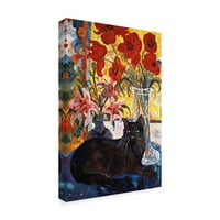 Zaštitni znak likovna umjetnost 'crna mačka crvena ruža' platno umjetnost Lorraine Platt
