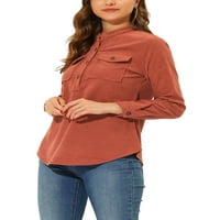 Jedinstvene ponude ženske gumbe dugih rukava džepovi corduroy bluza