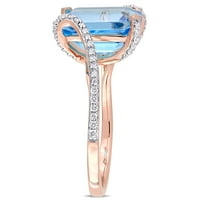 Miabella Ženska karat T.G.W. Swiss Blue Topaz & Carat T.W. Dijamant 14KT ružičasto zlato pasijans crossover prsten