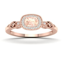 Imperijalni dragulj 10K ružičasto zlato morganite ct tw dijamantski modni prsten
