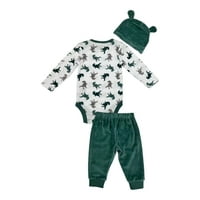 Chick Pea Baby Boy Boy Rib Velur Jogger Outfit Set W Hat, Veličine novorođenčadi- mjeseci