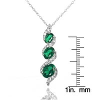 Simulirani smaragdni i bijeli topaz sterling srebrni ovalni dizajn s tri kamena ogrlica