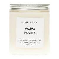 Jednostavna sojina svijeća s prirodnim mirisom soje, topla ljuska vanilije, unca