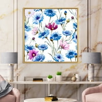 DesignArt 'Pink and Blue Wild Cornflowers' tradicionalno uokvireno platno zidne umjetničke ispis