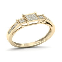 1 8CT TDW Dijamant 10K Žuti zlatni klaster Tri kamenog oblika prstena
