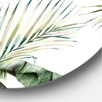 DesignArt 'Monstera i kokosov lišće s tropskim uzorkom' Tradicionalna metalna zidna umjetnost kruga - disk od 23