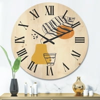 DesignArt 'Sažetak oblika Botanički minimalistički list' Moderni zidni sat drveta