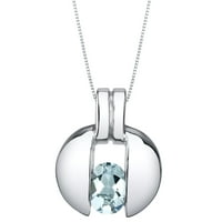 ogrlica s privjeskom od plavog akvamarina ovalnog oblika 0. srebro, 18