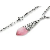 Obalni nakit ružičasta mačka kamen za oči suza od nehrđajućeg čelika