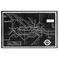 Wynwood Studio Maps and Flags Wall Art Canvas Otisci 'London Underground Map 1934' Karte europskih gradova - crna,