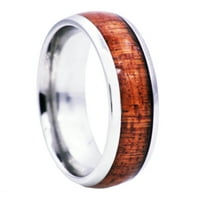 Muški prsten od nehrđajućeg čelika s drvenim umetkom
