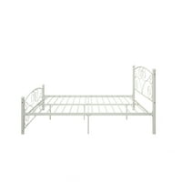 Krevet na platformi s uzglavljem-metalni okvir kreveta - za odlaganje ispod kreveta - bijela