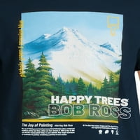 Bob Ross Muška sretna stabla i sretne vibracije majica s kratkim rukavima, 2-pack