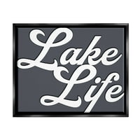 Stupell Lake Life Nautička fraza krajolik slikanje crni plutač uokviren umjetnički print zid umjetnost