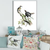 DesignArt 'Drevne ptice u divljim viii' tradicionalnim uokvirenim platnenim zidnim umjetničkim printom