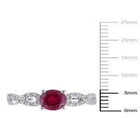 Carat T.G.W. Stvoren rubin i dijamantni 10KT zaručnički prsten bijelog zlata