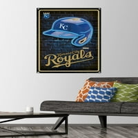 Kraljevski grad Kansas - neonski plakat na zidu s kacigom s gumbima, 22.375 34