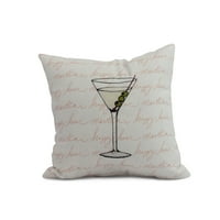 Jednostavno Daisy, 16 16 Martini Glass Text Fade Geometric Print Outdoor Pillow, Coral