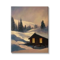 Stupell Industries Nive Cottage Snow Scene Scene Galery Wrapped Canvas Print zidna umjetnost, dizajn Ziwei Li