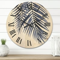 DesignArt 'Sažetak plavog lišća Palm Tropske grane' tradicionalni drveni zidni sat