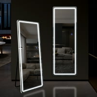 Neusype 63 x16 Moderno ledsko ogledalo Aluminij legura Okvir pune duljine ogledalo s nosačem, bijelo