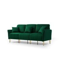 Loveseat tapecirani kauč s kaučem s 3 sjedala s jastucima i otomanom za dnevnu sobu, ured, zeleni