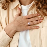 Ženski ružičasti prsten od slatkovodnog bisera i dijamanta s naglaskom na srebrnom srebrnom cvijetu s podijeljenim