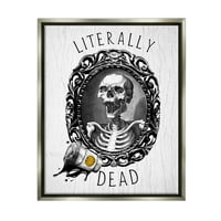 Doslovno mrtvi kostur, prolivena kava, ukrašeni dizajn, grafička umjetnost, sjajno sivo platno s plutajućim okvirom,