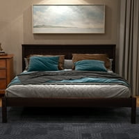Aukfa platforma u punoj veličini Okvir kreveta za spavaću sobu s uzglavljem i drvama za nosače, boja espressa