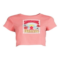 Celebrity Pink Juniors and Juniors Plus grafički obrezani majica za spavanje s kratkim rukavima, veličine XS-3X
