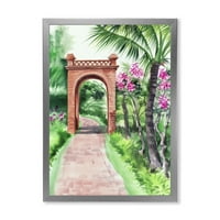 DesignArt 'tradicionalna vrata na stazi u tropskom uokvirenom umjetničkom printu s tropskom oazom