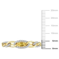 Carat T.G.W. Citrin ovalnog izrezivanja i karata T.W. Okrugli dijamant od 10kt žutog zlata ovalne link prsten