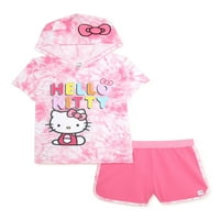 Hello Kitty Girls Hoodie majica i kratke hlače, Cosplay Outfit Set, veličine 4-10