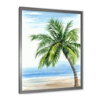 DesignArt 'Palm Tree na plaži' nautički i obalni uokvireni umjetnički tisak