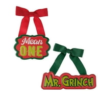 Grinch koji je ukrao Božić, mini znak od metala i vrpce, Zelena, crvena, novost za ukrašavanje zidova