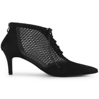 Jedinstvene ponude ženske mrežice čipka Up stiletto potpetica čizme za gležnjeve