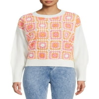 Time i TRU ženski kukičani prednji džemper, srednja težina, veličine xs-xxxl