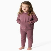 Moderni trenuci Gerber Baby i Toddler Girl Girl Plejevi s kapuljačom Pleteni i hlače s dvodijelnim set odjeće, 12m-5T
