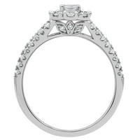 Jedinstveni trenuci CT laboratorij uzgojeni dijamant smaragdni halo zaručnički prsten u 14k bijelom zlatu