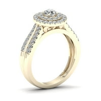 3 4CT TDW Diamond 14K žuto zlato dvostruki halo zaručnički prsten