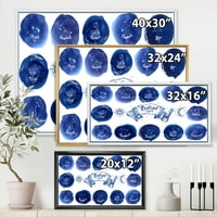 DesignArt 'kolekcija astroloških znakova na plavim krugovima' moderno uokvirena platna zidna umjetnička tiska