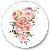 DesignArt 'Buket ružičastih ruža cvijeća tradicionalna metalna zidna umjetnost - disk od 23 godine