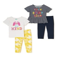 Djeca iz Ganimals Girls Grafičke majice, majice Peplum i gamaša za pramce, 4-komad odjeće, veličine 4-10
