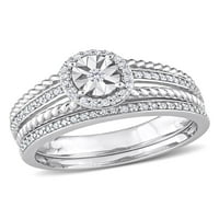 Zaručnički prsten od ovalnog oreola od srebra s dijamantom od br.