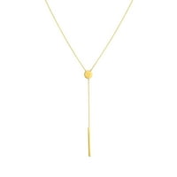 ženska ogrlica od larijata od žutog zlata od 14 karata ugravirana na šipku dugu 18 inča s lančićem od užeta i bravom