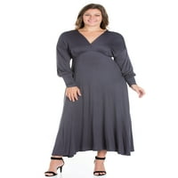 Odjeća za udobnost ženskog plus veličine V-izrez plus maxi haljina veličine maxi