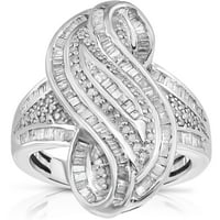 Modni srebrni prsten od bijelog dijamanta od 1 karata