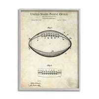 Stupell Industries American Football Sports Patent Diagram Dizajn nacrta Okvirene zidne umjetnosti, 14, dizajn Karla