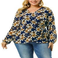 Jedinstvene ponude ženske plus veličine šifonske bluze cvjetni vrhovi cvjetni omotni vrhovi